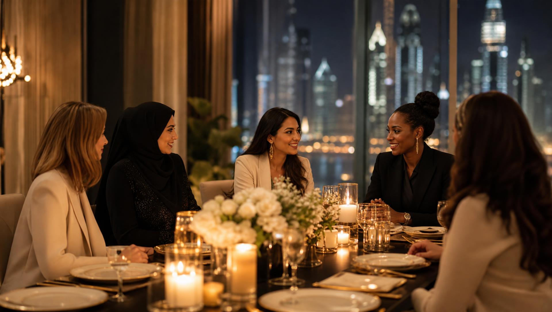 Women leaders at an exclusive networking dinner